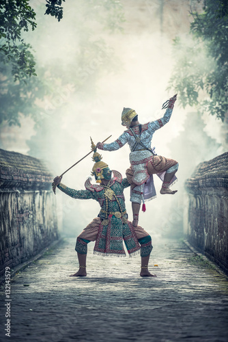 Photography Khon is traditional dance drama art of Thai classical masked, this performance i