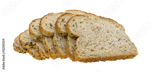 Nine grain bread slices on a white background.