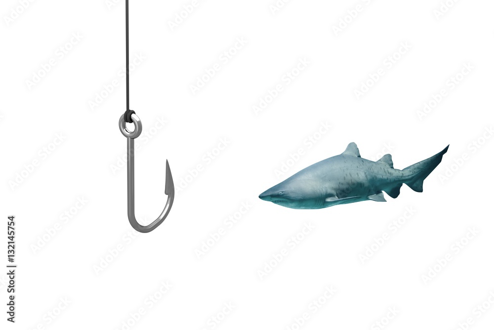 Naklejka premium Composite image of close-up of fishing hook