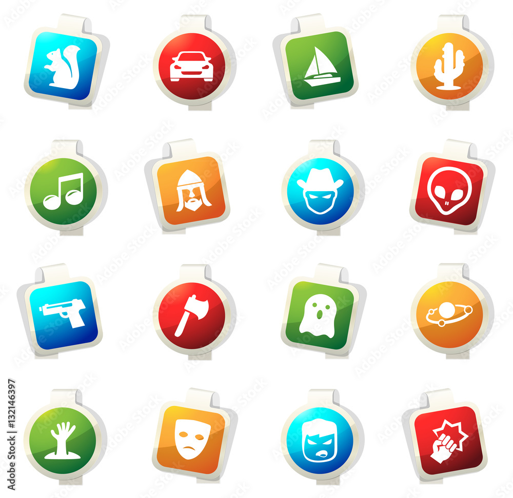 Genres of cinema icons set Genres of cinema icons set