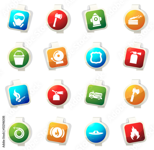 Fire brigade icons set