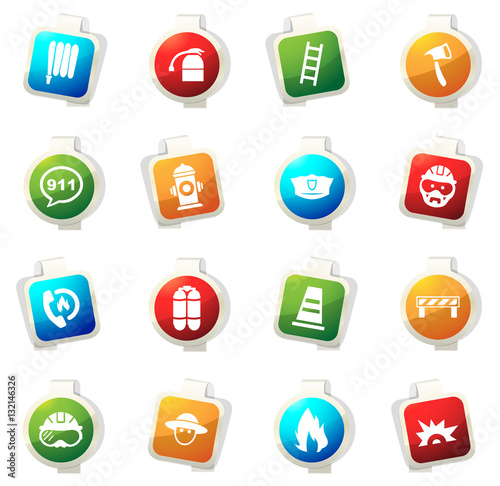 Fire brigade icons set