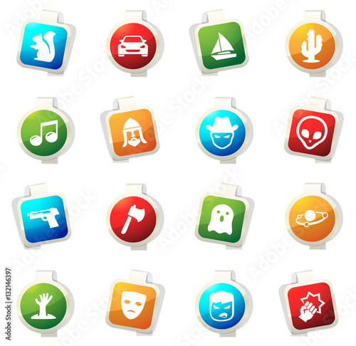 Genres of cinema icons set