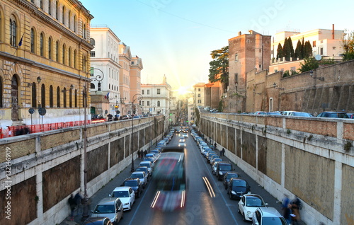 Traffic in Rome; long exposition for speed effect.
