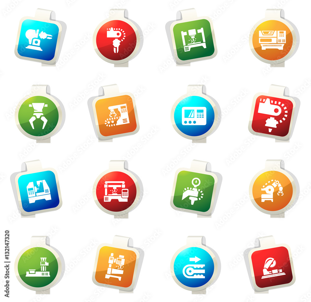 Machine tool icons set Machine tool icons set