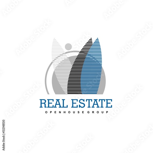 Vector concept for accounting or real estate company. Logo design with commercial building and chart bars
