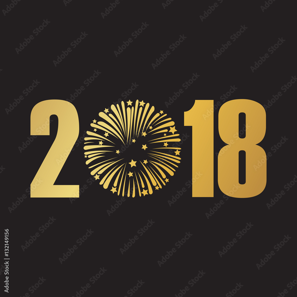 Fototapeta premium happy new year 2018 black