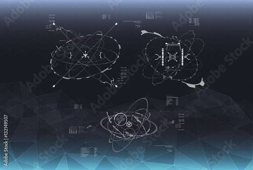 Head-up display elements for the Spaceship interface. Futuristic user interface. HUD elements for web and app interfaces.