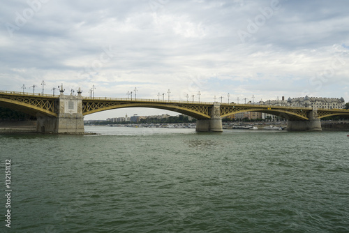 View of Budapest (Hungary) with bridge and Danube River