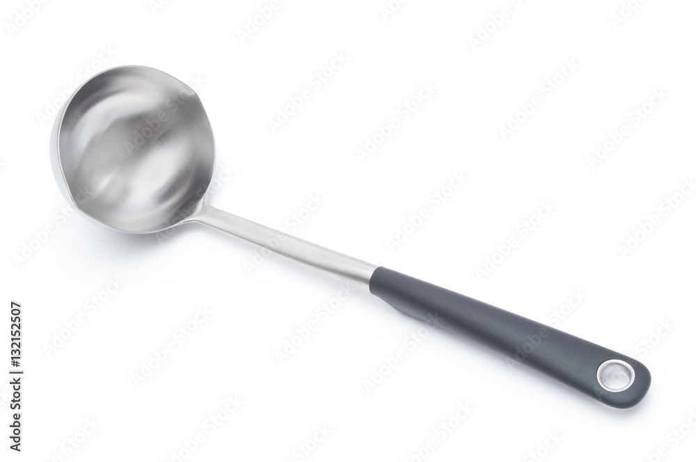 Soup ladle closeup on white background Soup ladle closeup on white background