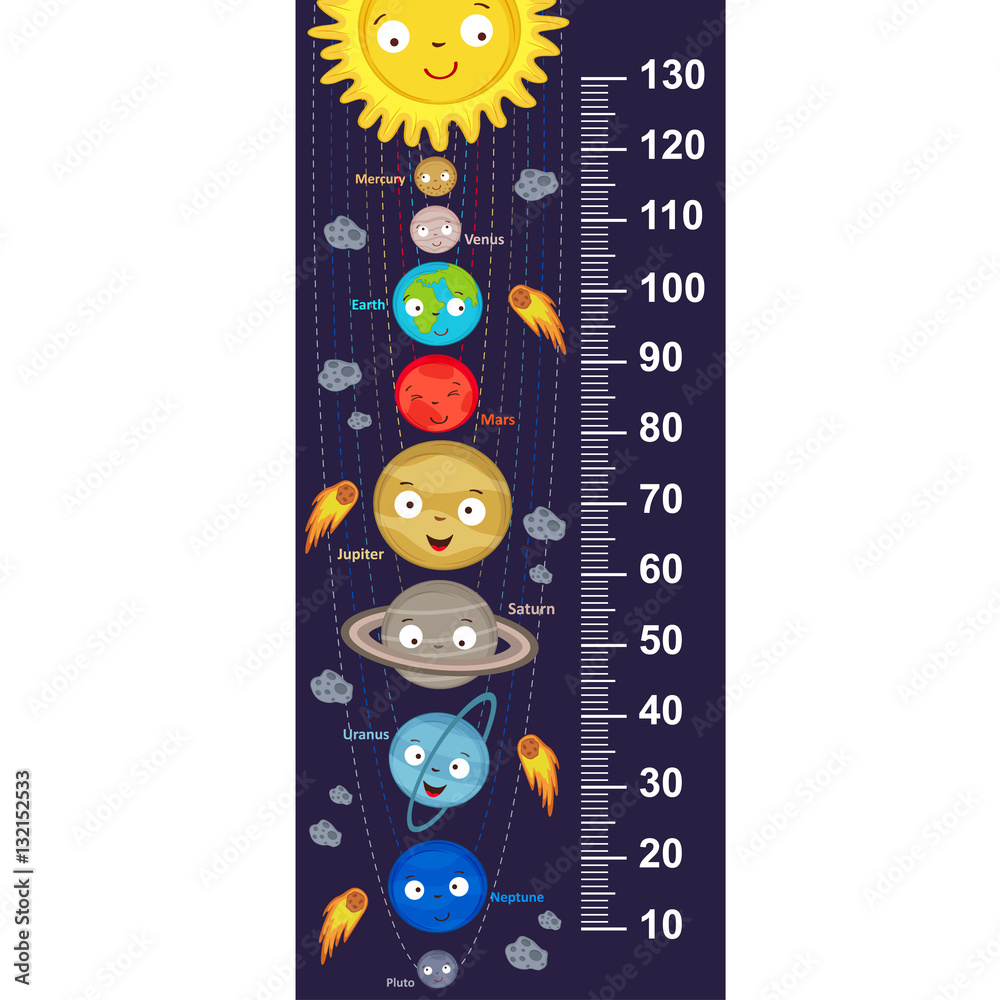 Fototapeta premium cute solar system height measure - vector illustration, eps
