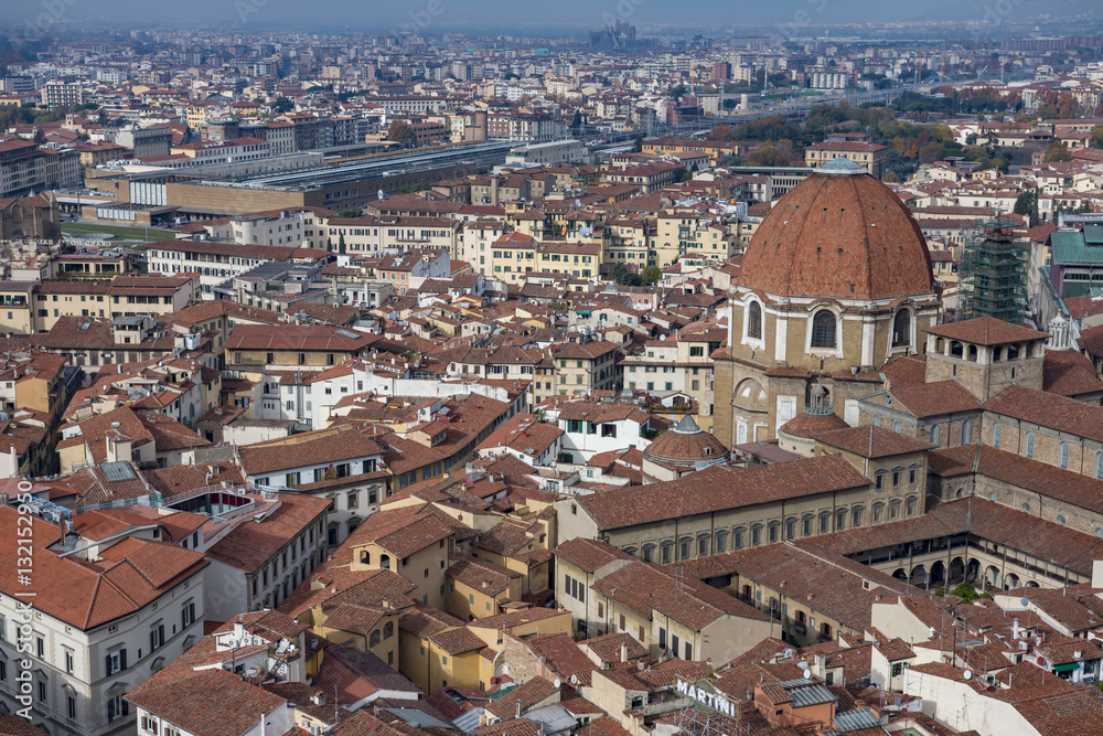 Beautiful aerial view of Florence from the observation platform Duomo, Cathedral Santa Maria del Fiore. Beautiful aerial view of Florence from the observation platform Duomo, Cathedral Santa Maria del Fiore.