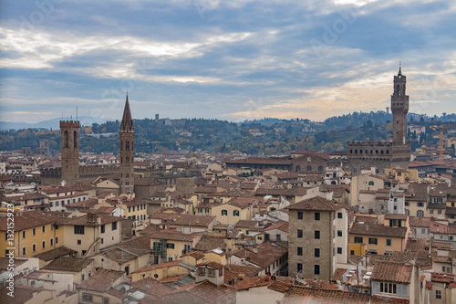 Beautiful aerial view of Florence from the observation platform Duomo, Cathedral Santa Maria del Fiore. © merlin74