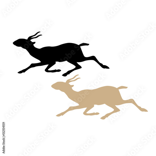 antelope saiga  vector illustration style Flat set