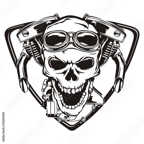 Skull motorcycle machine shield