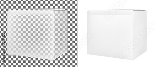 Transparent paper or plastic box for food or cosmetics