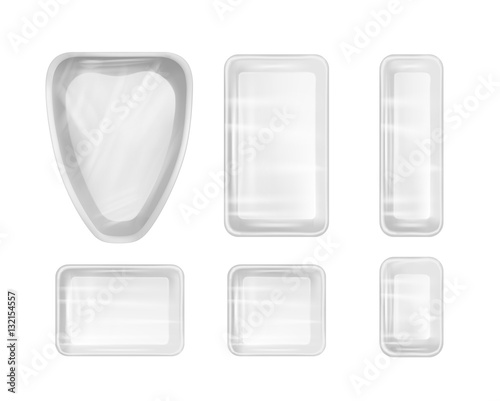 White empty plastic container for chicken. Packaging for meat