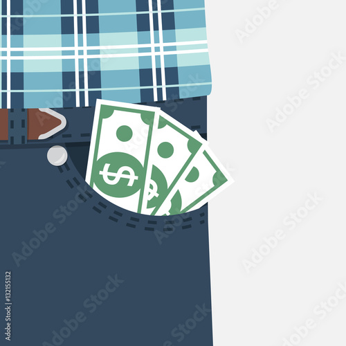 Money in pocket. vector