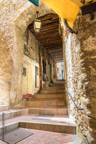 Old narrow street in Menton  France