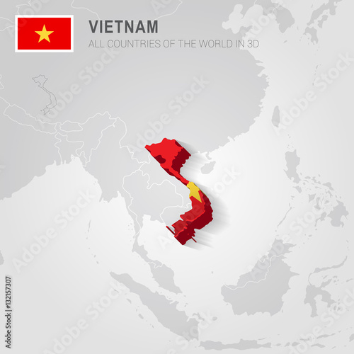 Vietnam and neighboring countries. Asia administrative map.