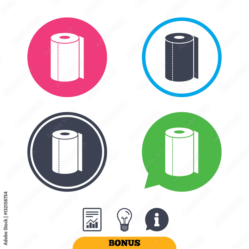 Paper towel sign icon. Kitchen roll symbol. Paper towel sign icon. Kitchen roll symbol.