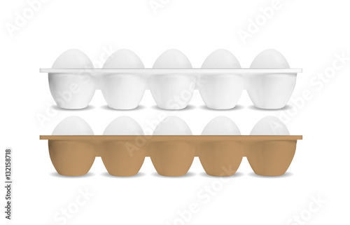 White and brown empty plastic container for eggs
