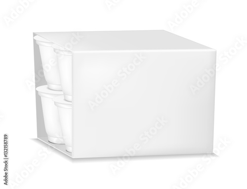 White empty plastic container for yogurt. Packaging for sour cream