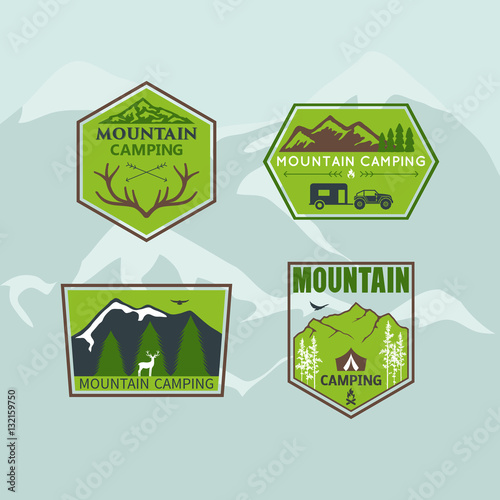 Set logos mountain camping.