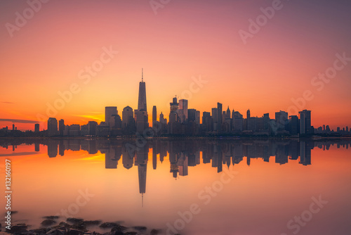 Manhattan sunrise reflections 