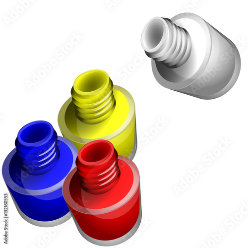 Transparent bottle of nail Polish  manicure  easy to change color.Vector illustration.