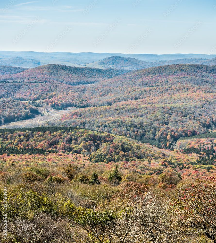 Appalachian mountain valley view in West Virginia from Spruce Knob
