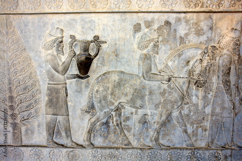 Relief in Persepolis  - ceremonial capital of the Achaemenid Empire in Iran
 #132160901