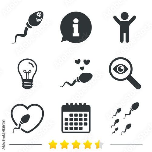 Sperm icons. Fertilization or insemination signs.