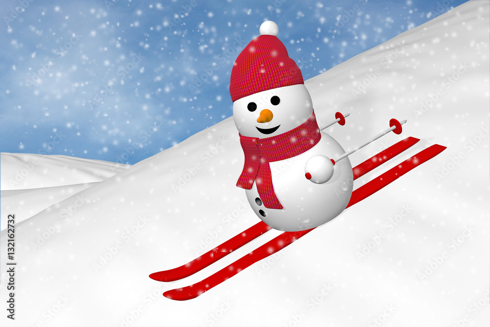 Fototapeta premium bonhomme de neige sport hiver ski