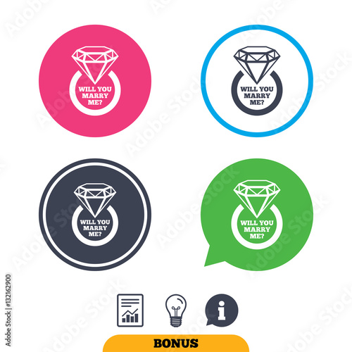 Marry me ring sign icon. Engagement symbol.