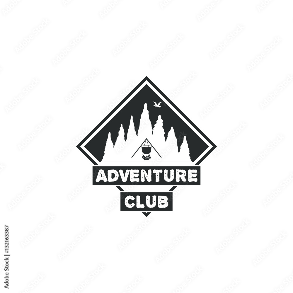 Monochrome logo, emblem Adventure club. Monochrome logo, emblem Adventure club.