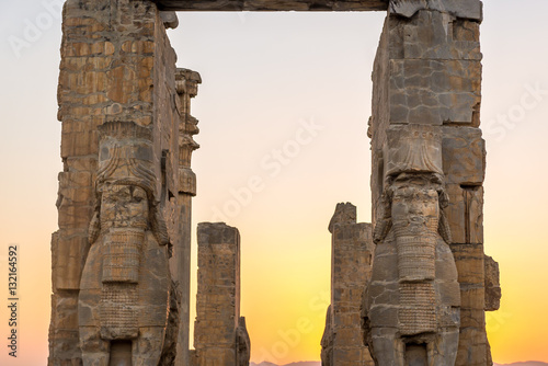 Ruins of Gate of All Nations in Persepolis ancient city in Iran photo