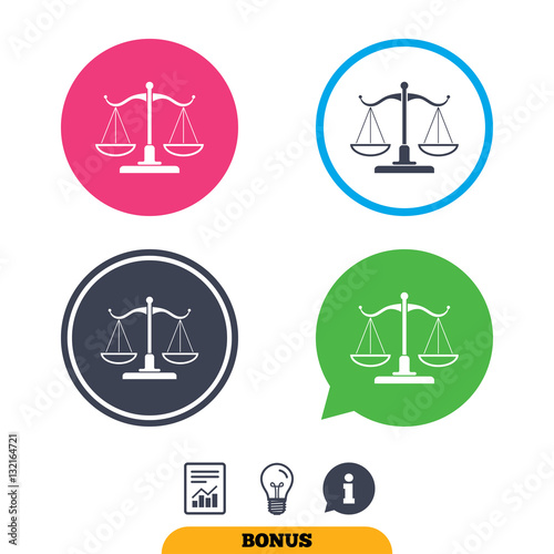Scales of Justice sign icon. Court of law symbol.