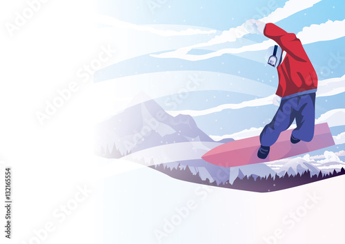 Winter sport, snowboarding - vector illustration 