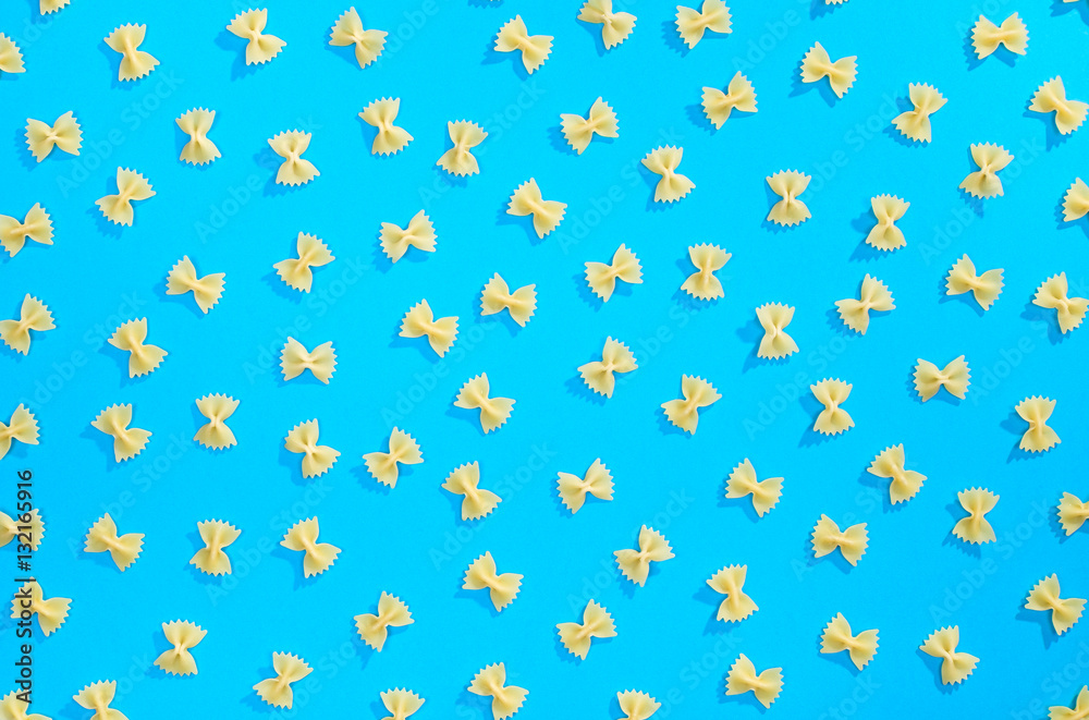 Farfalle pasta flat lay pattern Farfalle pasta flat lay pattern