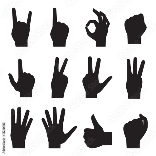 Hands vector black silhouette icons