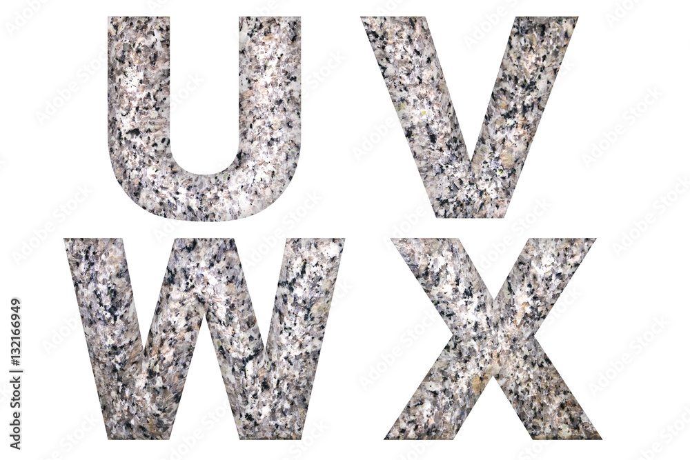 English alphabet texts made from marble rock that isolated on white background English alphabet texts made from marble rock that isolated on white background