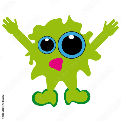 Green monster bacillus on white background