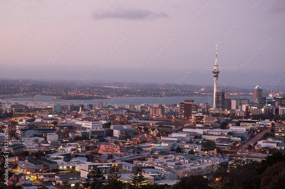 Auckland at dusk from Mount Eden