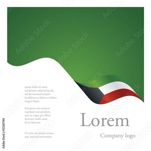New brochure abstract design modular single pattern of wavy flag ribbon of Kuwait