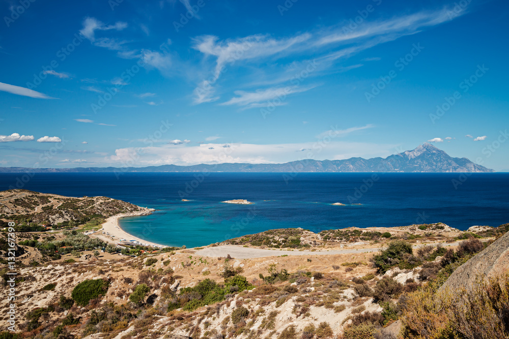 Panorama of Sithonia in summer, Chalkidiki peninsula, Greece
