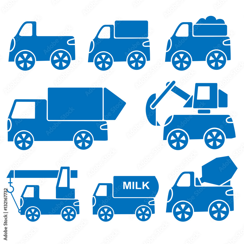 range of trucks for the construction on a white background range of trucks for the construction on a white background