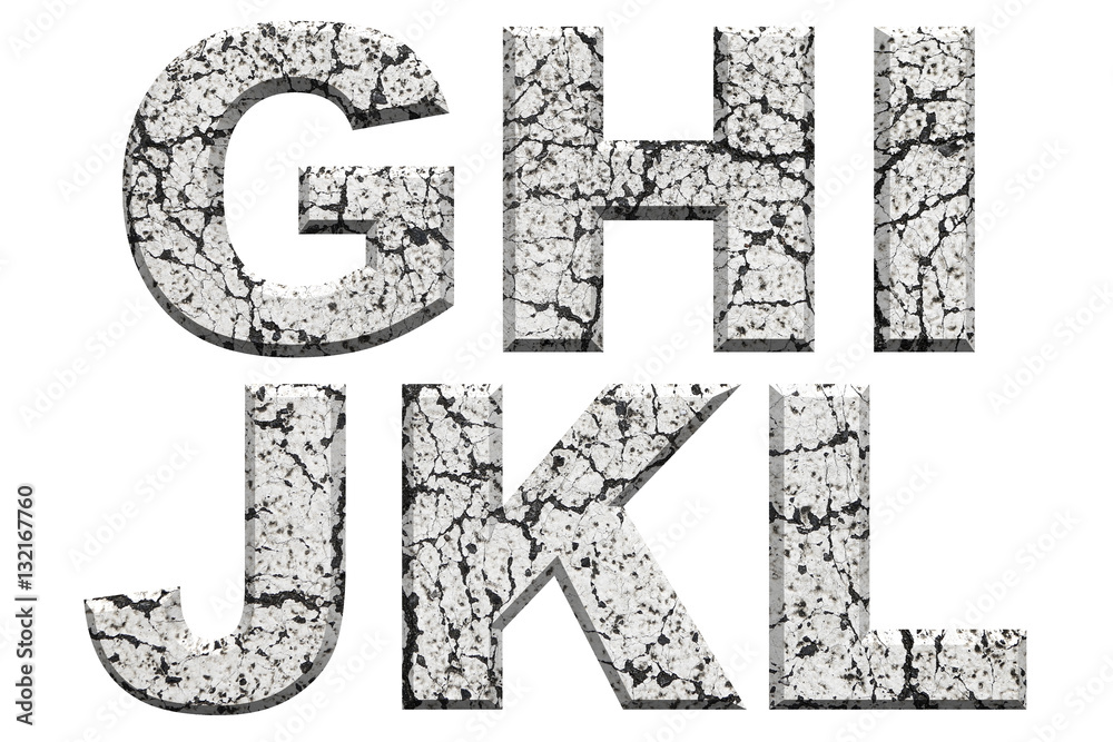 English alphabet texts made from marble rock that isolated on white background English alphabet texts made from marble rock that isolated on white background