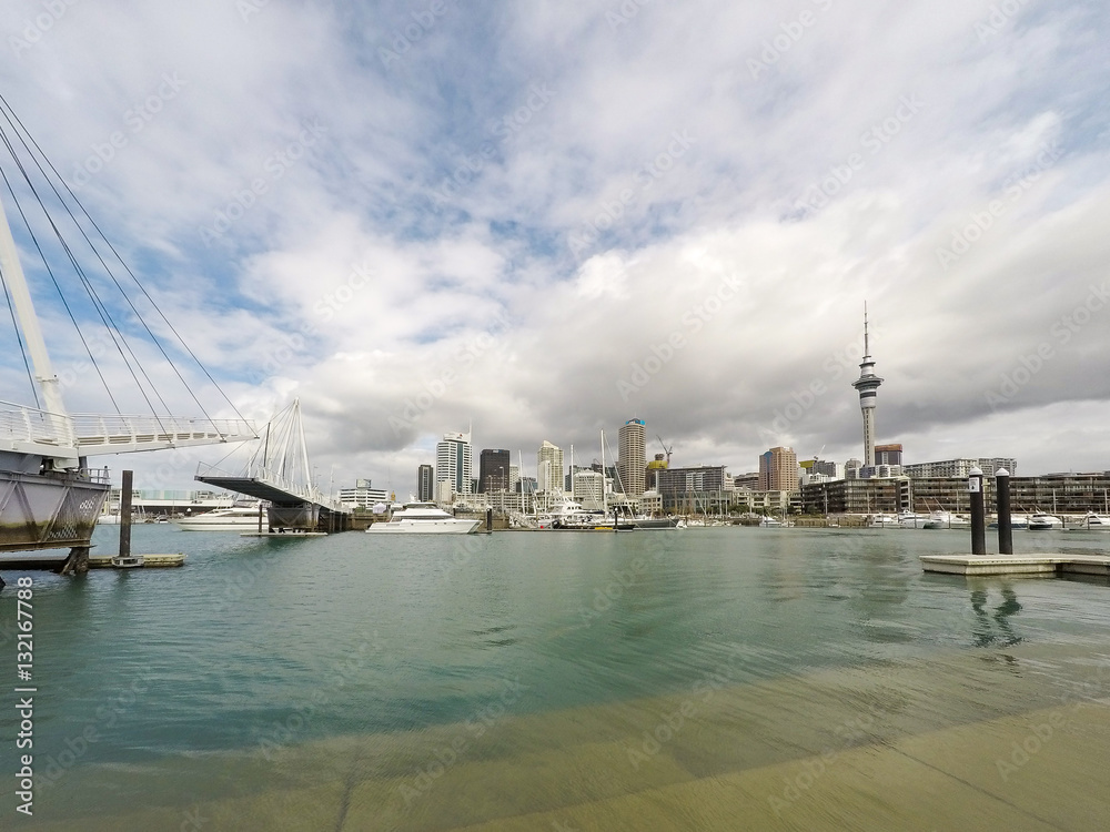 Obraz premium View of Auckland skyline from Viaduct Basin