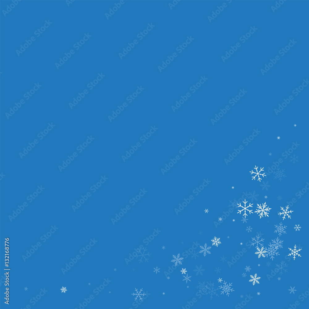 Sparse snowfall. Bottom right corner on blue background. Vector illustration. Sparse snowfall. Bottom right corner on blue background. Vector illustration.
